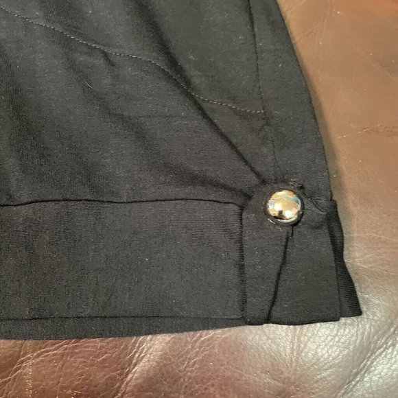 Women Shortalls Shorts Black Pockets Embellished 100% Cotton Pull Ons M Overalls - Picture 3 of 6